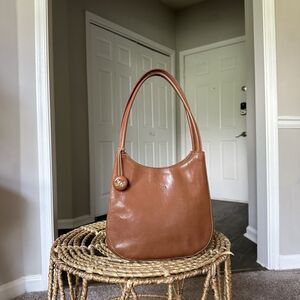 Monsac Original Vintage Caramel Tan Brown Leather Shoulder Bag Classic